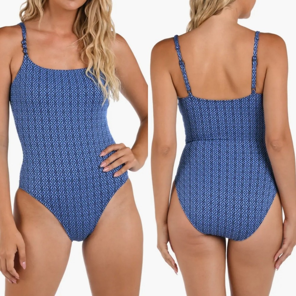 New La Blanca Charmed Coast Lingerie Mio Color-Coated Beads One-Piece 4 Blue